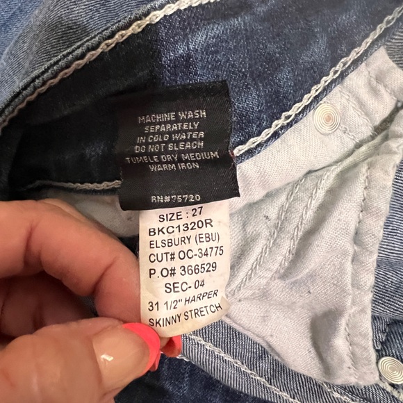 BKE  Buckle Harper Thick Stitch Skinny Denim Jeans Stretch 27R x 31 1/2” - Picture 9 of 9